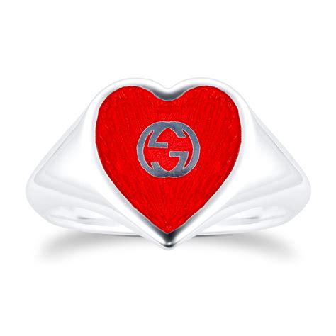 interlocking g ring in silver gucci|Gucci heart ring for sale.